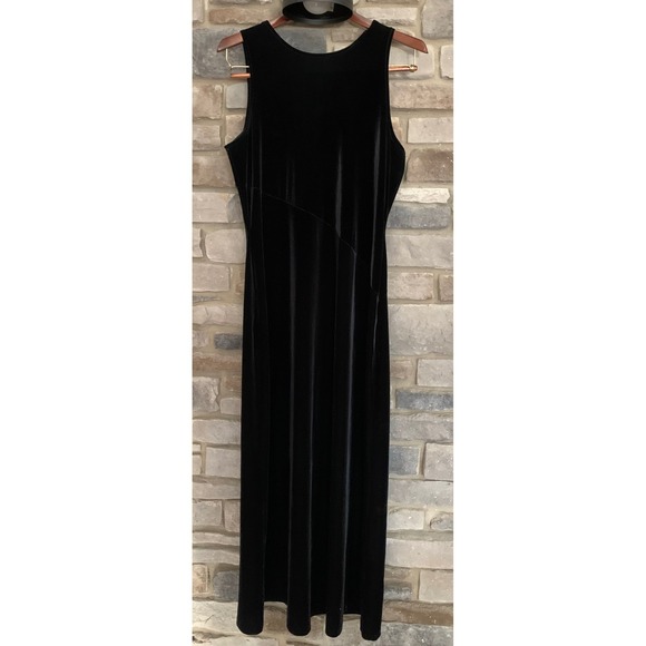Marian & Maral Dresses & Skirts - Vintage Black Velvet Maxi Dress Gown Minimalist Goth Witchy-L